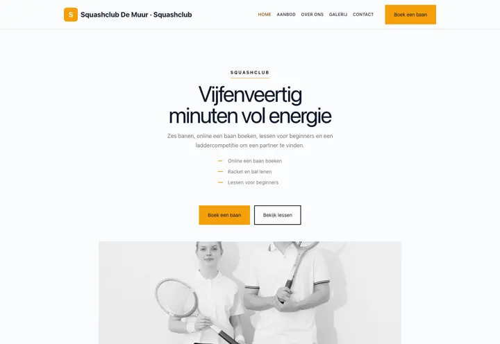 Website voor squashclub