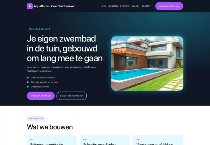 Voorbeeld van thema AquaBouw voor zwembadbouwer