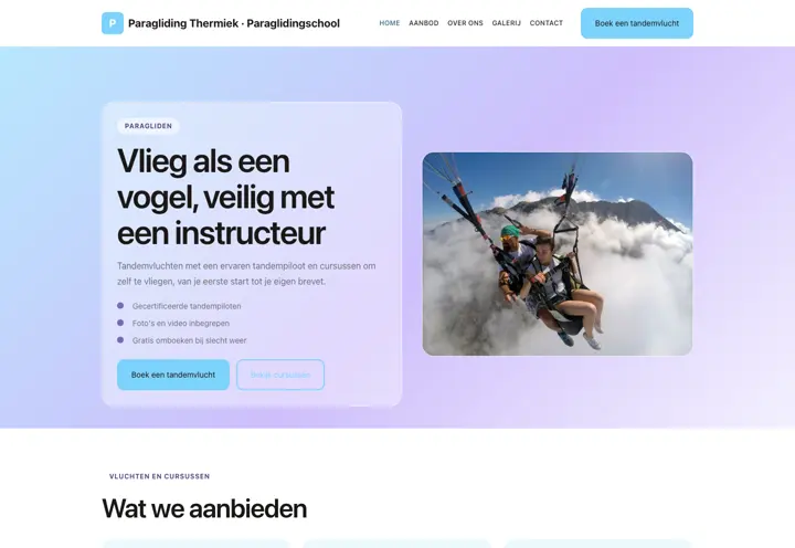 Website voor paraglidingschool