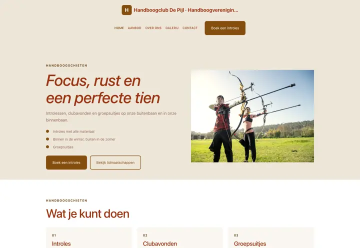 Website voor handboogvereniging