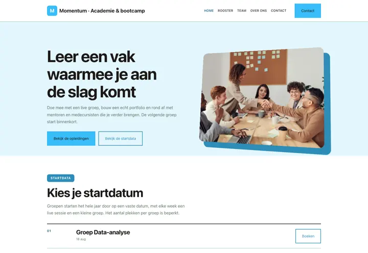 Website voor sportacademie