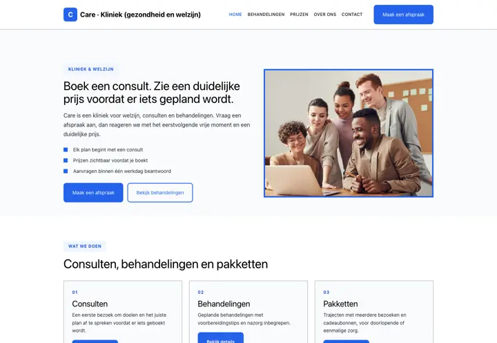 Website voor kliniek